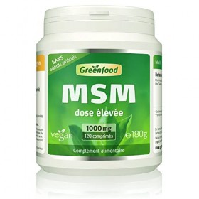 Greenfood MSM, 1000 mg, dose élevée, 120 comprimés, Vegan - Haute disponibilité. SANS additifs artificiels.