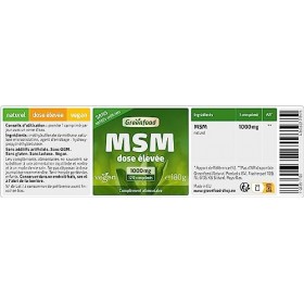 Greenfood MSM, 1000 mg, dose élevée, 120 comprimés, Vegan - Haute disponibilité. SANS additifs artificiels.