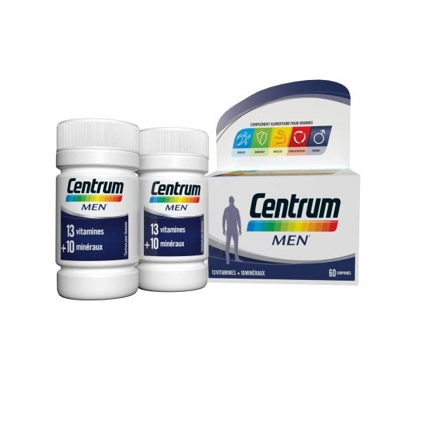 Centrum Men Multi Vitamines et Minéraux, 13 Vitamines et 10 Minéraux, Complément Alimentaire, pour Homme, lot de 2x30 Comprim