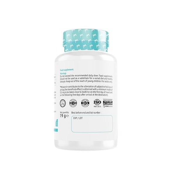 MyMUSCLE - My Melatonin - Formule de Mélatonine pour Favoriser l’Endormissement et Lutter contre les Effets du Décalage Horai