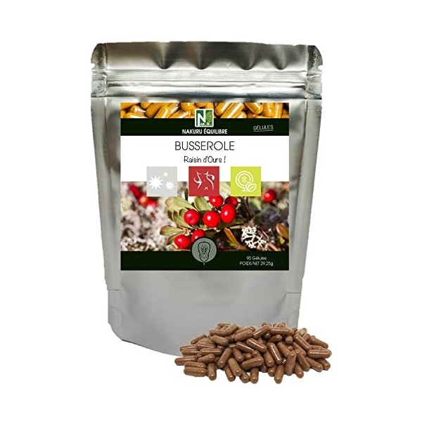 NAKURU | Busserole | Gamme Équilibre | Fabriqué en France | "Raisin dOurs !" | 90 Gélules de 325mg / Poids Net: 29,25g 