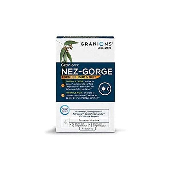 GRANIONS Nez Gorge I Formule jour : Apaise la gorge, améliore le confort respiratoire, soutient les défenses I Formule Nuit :