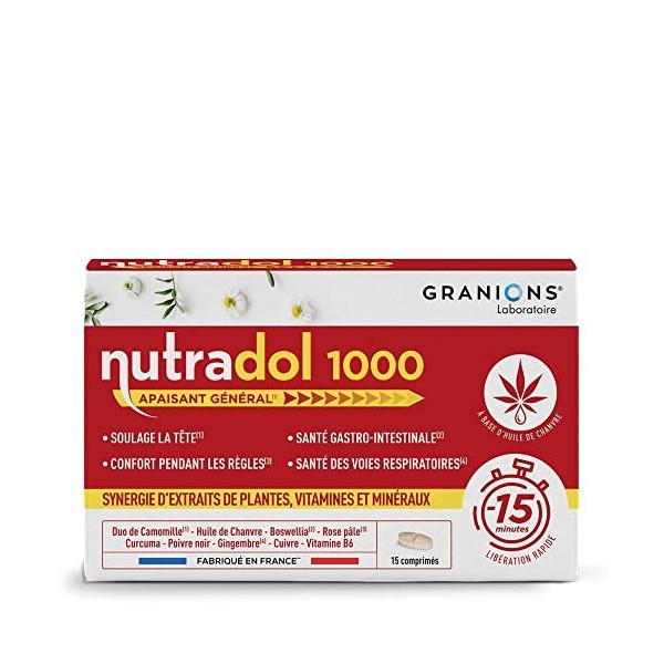 GRANIONS NUTRADOL 1000Apaisant général-soulage la tête,confort pendant les règles,troubles gastro-intestinaux-Formule naturel