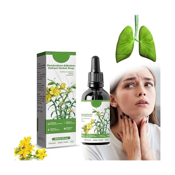 Clearbreath Extrait de dendrobium et de molène – Puissant soutien pulmonaire, nettoyage et respiration, haleine claire extrai