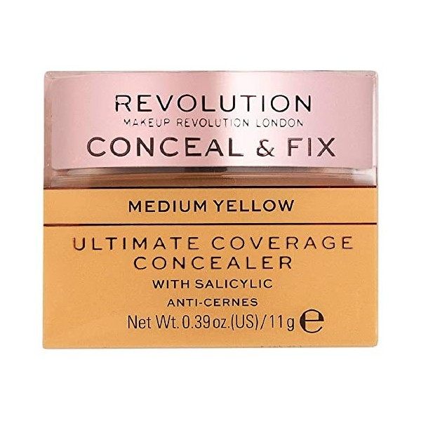 Makeup Revolution, Conceal & Fix, Ultimate Coverage, Anti-Cernes, Medium Yellow, 11g