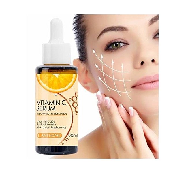 Anloximt Vitamine C, 1,75 FL oz blanchiment du Visage hydratante Douce à la nicotinami, Vitamine C Douce et Naturelle pour la