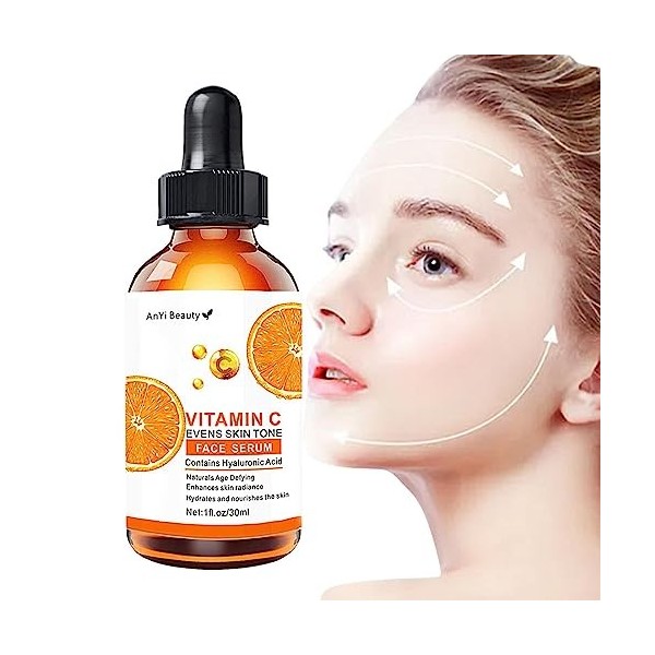 Essence Vitamine C pour la peau | vitamine C biologique avec nicotinamipour éclaircir | 1 Fl Oz Essence dacihyaluronique hyd