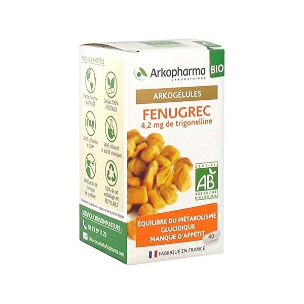 Arkopharma Phytotherapie Standard Arkogelules Fenugrec Flacon de 45 Gelules Bio