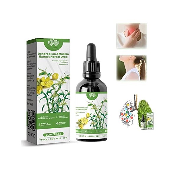 Clearbreath Dendrobium & Mullein Extract - Powerful Lung Support & Cleanse & Respiratory, Herbal Lung Health Essence, Dendrob