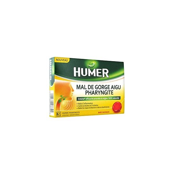 Humer Mal de Gorge Aigu Pharyngite Fruits Rouges 20 Pastilles