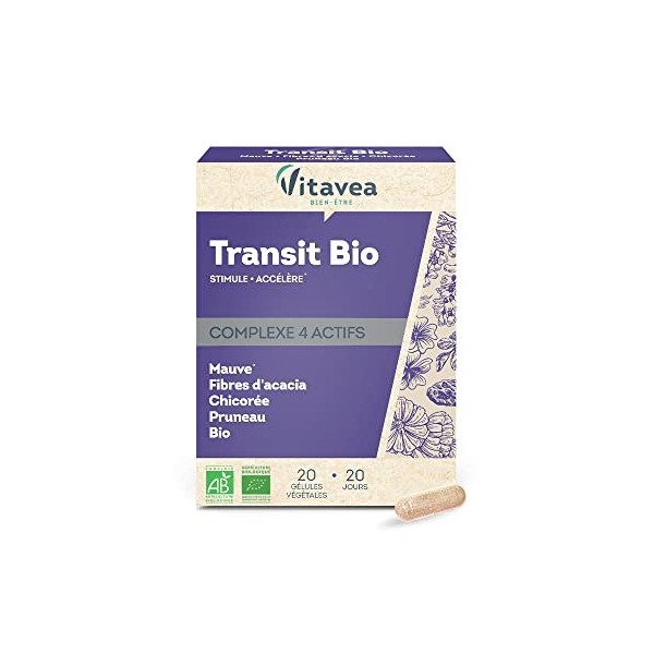 Vitavea - Complexe Transit BIO - Complément Alimentaire Transit - Mauve, Fibres Acacia, Chicorée et Pruneau BIO - Accélère et