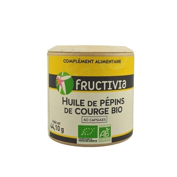 Fructivia Huile de Pépins de Courges Bio, 60 Capsules