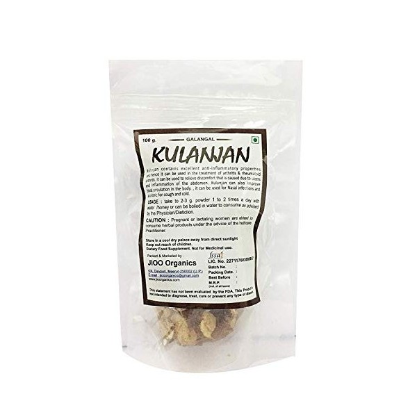 Jioo Organics 100% Natural Premium  Kulanjan Galangal Roots,100g