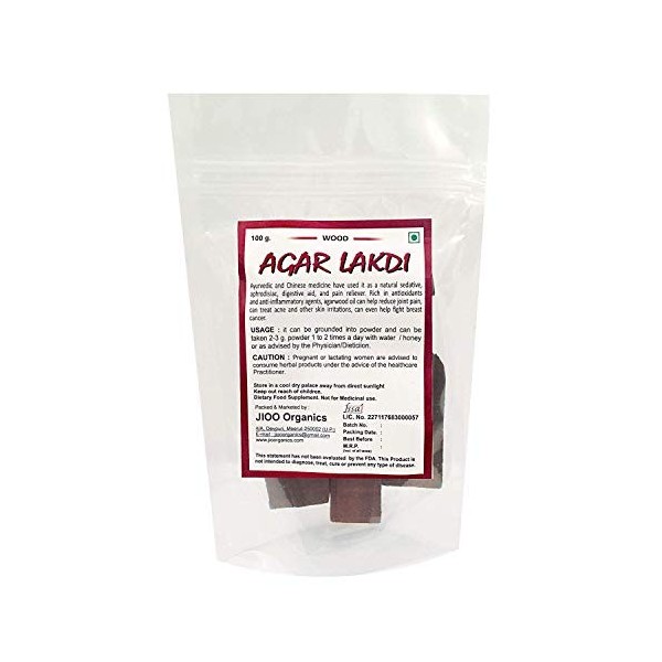 Jioo Organics 100% Natural Premium  Agar lakdi/Agarwood/Gharuwood,100g