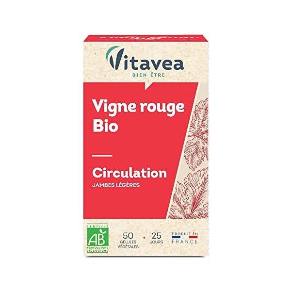 Vitavea - Complément Alimentaire Circulation - Sensation "Jambes légères" - Vigne Rouge BIO - Jambes Légères et Circulation V