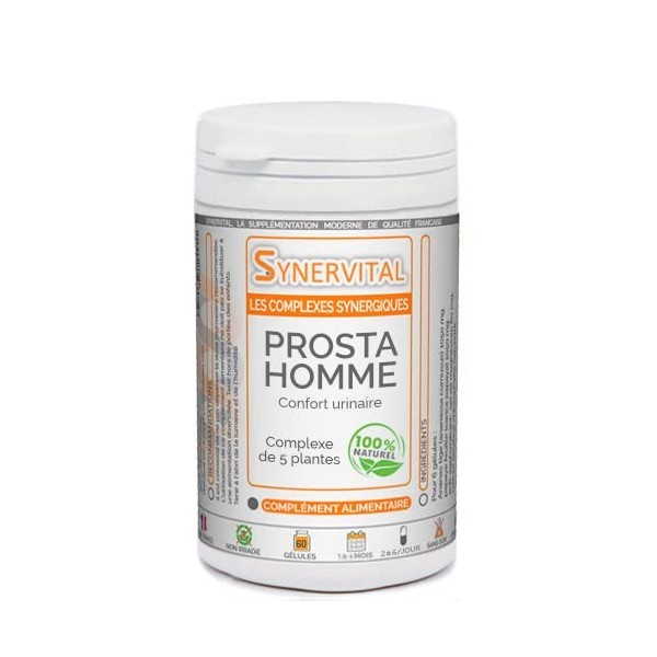 Prosta Homme - 60 gélules dosées à 300mg - Complexe de plantes pour la Prostate, les troubles urinaires - Sabal - Courge - Ep