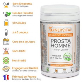Prosta Homme - 60 gélules dosées à 300mg - Complexe de plantes pour la Prostate, les troubles urinaires - Sabal - Courge - Ep