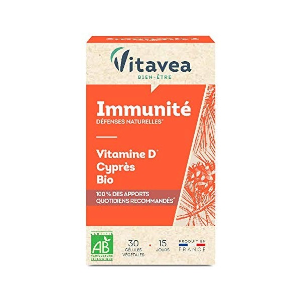 Vitavea - Vitamine D Cyprès BIO - Complément Alimentaire Défense, Immunité - Défenses Naturelles Renforcées - 100% des apport