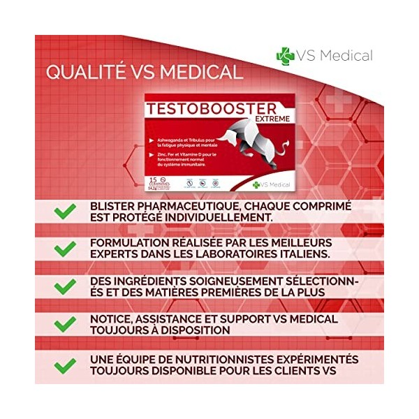 VS Medical Testobooster Extreme - Complément pour homme, effet ultra fort immédiat, améliore les performances, la vigueur et 