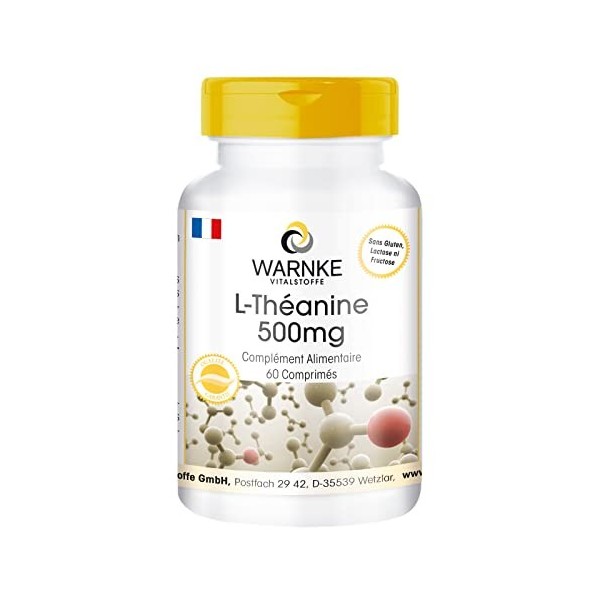 L-Theanine 500mg - 60 comprimés - Adaptogène - Acide animé | Warnke Vitalstoffe