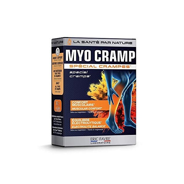 MYO CRAMPES - SPECIAL CRAMPES Effort Physique, Diurne, Nocturne, Aide à lÉquilibre électrolytique grâce au Magnésium, Labora