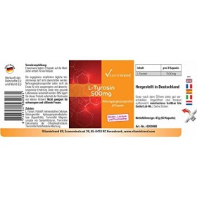 L-Tyrosine 500mg - 60 gélules - Acide aminé protéinogène - hautement dosé | Vitamintrend®