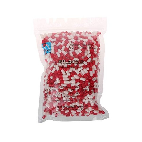 Lot de 100 capsules vides en gélatine dure creuse à remplir pour capsules de pilule, capsules de gel vides avec bouchons blan