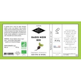Gélules radis noir BIO AB - 100% pures et naturelles - MY COSMETIK - pillulier petite taille - 90 gélules