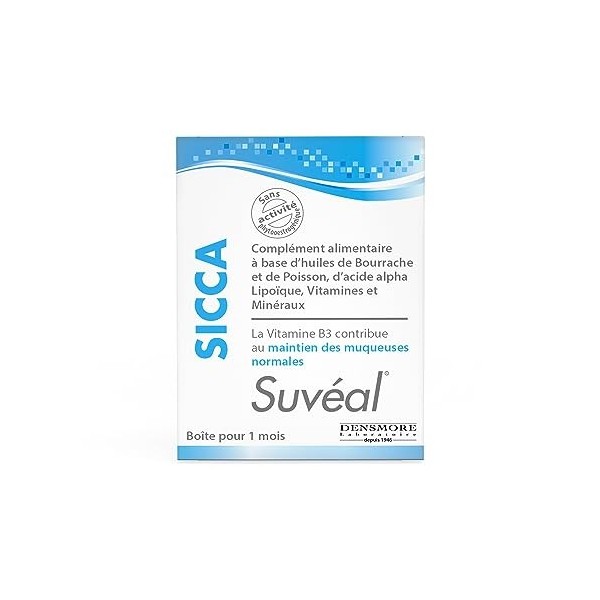 Densmore - SUVEAL Sicca - Complément Alimentaire Hydratation et Souplesse de la peau et des muqueuses - Vitamine C, Oméga 3, 