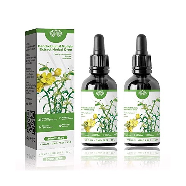 Clearbreath Dendrobium & Mullein Extract - Powerful Lung Support & Cleanse, Herbal Lung Health Essence Drops, Dendrobium Mull