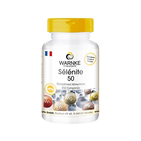 Sélénite 50-250 comprimés - Végétarien - Sélénite de sodium avec 50 mcg de sélénium | Warnke Vitalstoffe