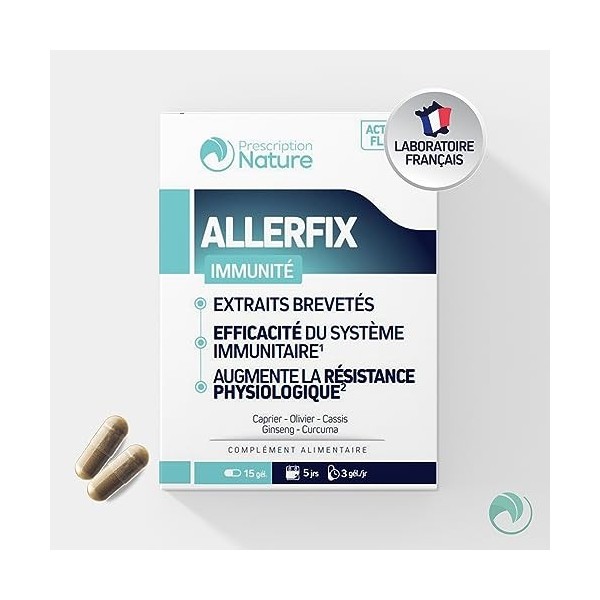 Prescription Nature - ALLERFIX - Complément Alimentaire - Aide à Maintenir la Résistance aux Allergies - 15 Gélules