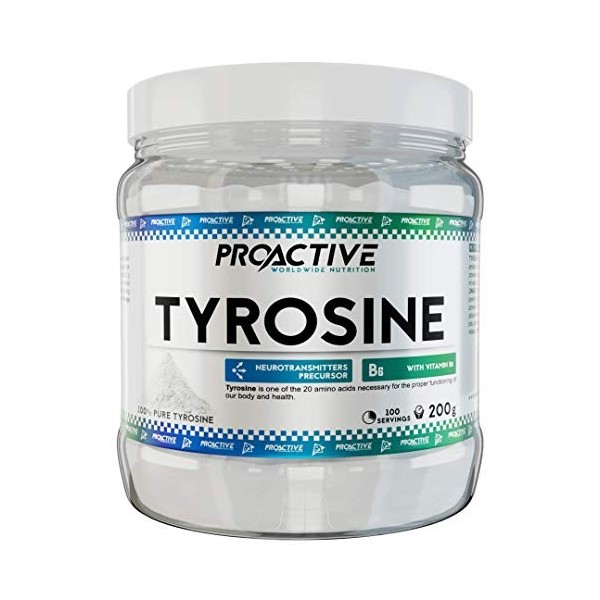 ProActive Worldwide Nutrition, Tyrosine 200g, Neurotransmitters precursors, with Vitamins