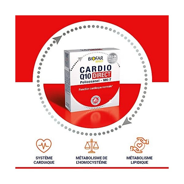 BIOFAR - CARDIO Q10 DIRECT - Complément Alimentaire Adulte - Protection Cellulaire - Goût Fruité - Sans Sucre ni Colorant Art