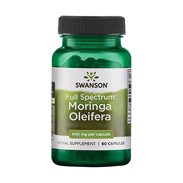 Swanson, Full Spectrum Moringa Oleifera, 500mg, 60 Capsules, Testé en Laboratoire, Sans Soja, Sans Gluten, Sans OGM