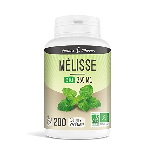 Herbes Et Plantes Mélisse feuille Bio 200 Gélules Végétales 250 mg