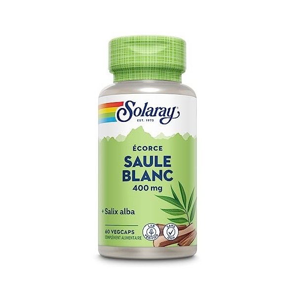 Solaray Saule Blanc | Écorce | Salix alba | Soulage la douleur | 60 Capsules végétales