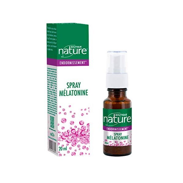 Boutique Nature - Complément Alimentaire - Spray Mélatonine BIO - Flacon de 20 ml - Atténue les effets du décalage horaire - 