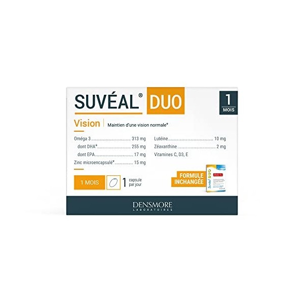 Densmore - SUVEAL Duo - Complément Alimentaire Ophtalmologique à base de DHA Oméga 3 , Lutéine, Zéaxanthine, Vitamines et Zi