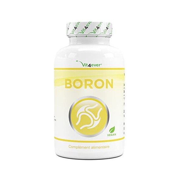 Bore - 3 mg de bore pur par comprimé - 365 comprimés par an - Sans additifs indésirables - Fortement dosé - Vegan