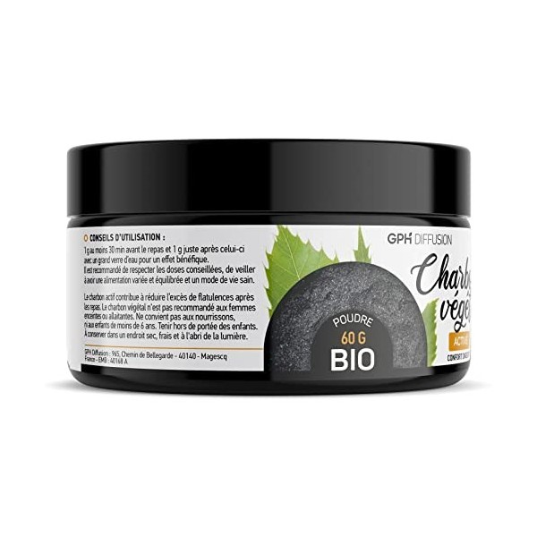 Charbon Végétal Activé Poudre Biologique - Confort digestif - 60g