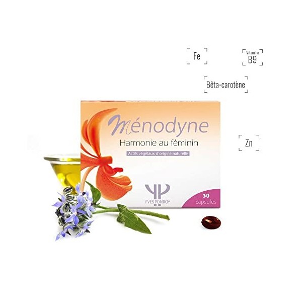 Ménopause - Ménodyne - complément alimentaire pour femme - sans Hormone - 30 Capsules - Fabriqué en France - Yves Ponroy