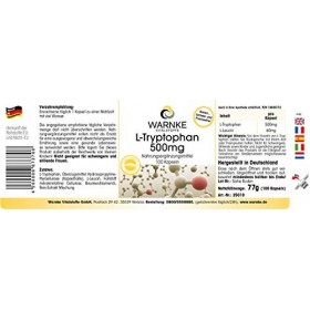 L-Tryptophane 500mg - 100 gélules - Végan | Warnke Vitalstoffe