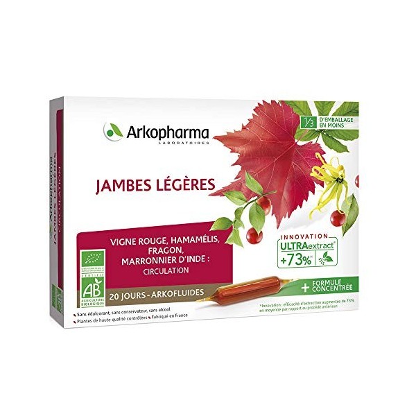 Arkopharma Jambes Légères Bio Marronnier dInde Hamamélis 20 x 10 ml