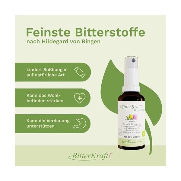 BITTERKRAFT Original en 5 tailles - Substances amères - Drops Spray selon Hildegard de Bingen - Parfait pour les déplacements