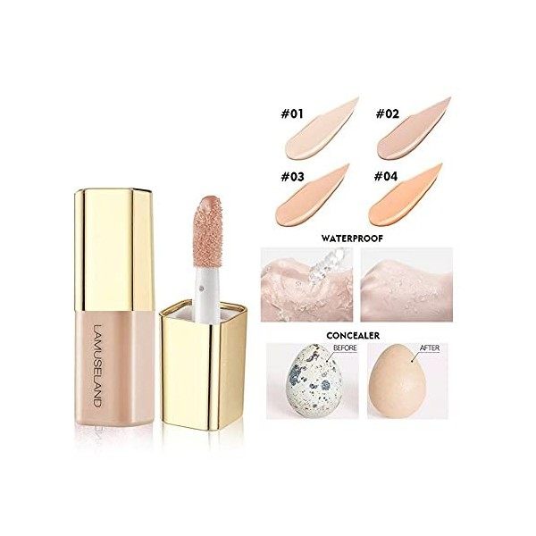 SZYM 4 couleurs Mini Face Concealer Full Coverage Liquid Concealer Waterproof Smooth Matte Creamy Concealer Foundation Base S