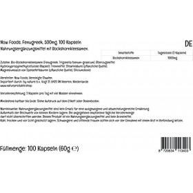 Now Foods, Fenugreek Fenugrec 500mg, 100 Capsules végétaliennes, Testé en Laboratoire, Sans Gluten, Sans Soja, Végétarien, 