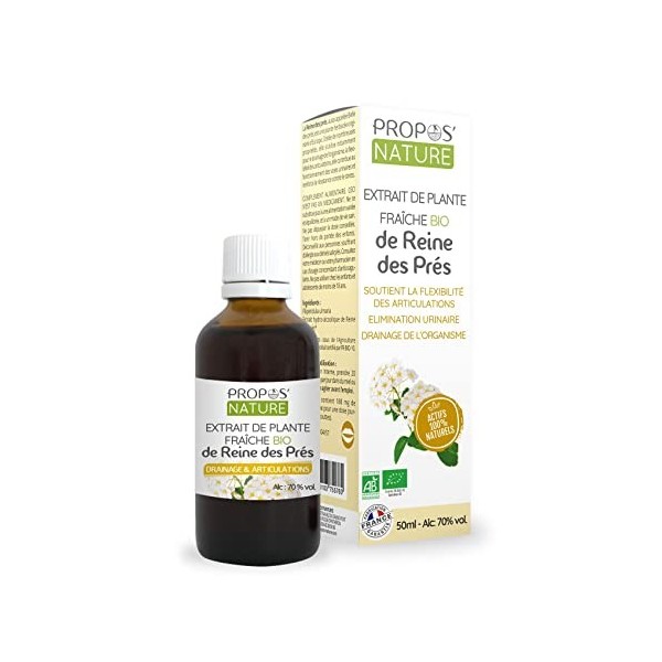 Extrait de Reine des Près Bio -100% naturel - Articulations, Drainage - 50ml - PROPOSNATURE