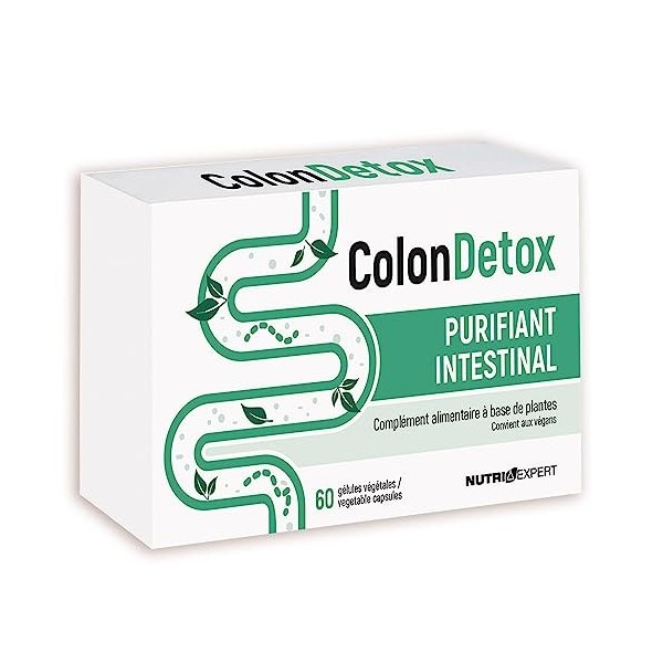 NUTRIEXPERT - Colon Detox - Complément alimentaire à base de plantes - Purifie et détoxifie le côlon - Sans ingrédients d’ori