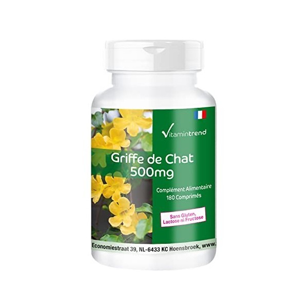 Griffe de chat 500 mg - 180 comprimés pour 3 mois - Emballage géant - Vegan | Vitamintrend®